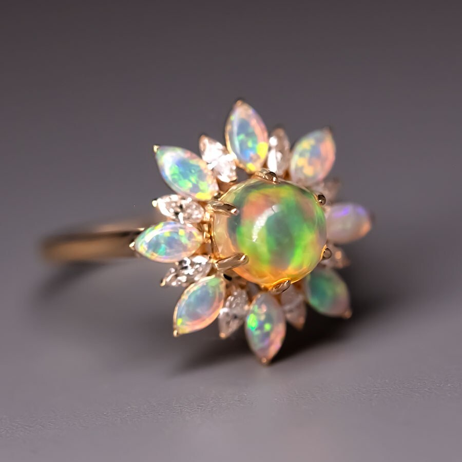 My Shining Star - 1.54ct Fire Opal Marquise Cut Diamond Engagement Ring 18k Gold product 3