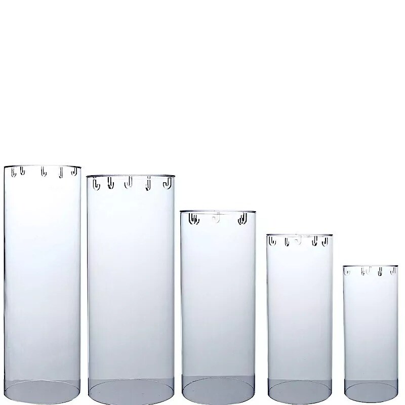 5 Acrylic Clear Cylinder Stands Display Boxes Pedestal Riser Columns Party Event