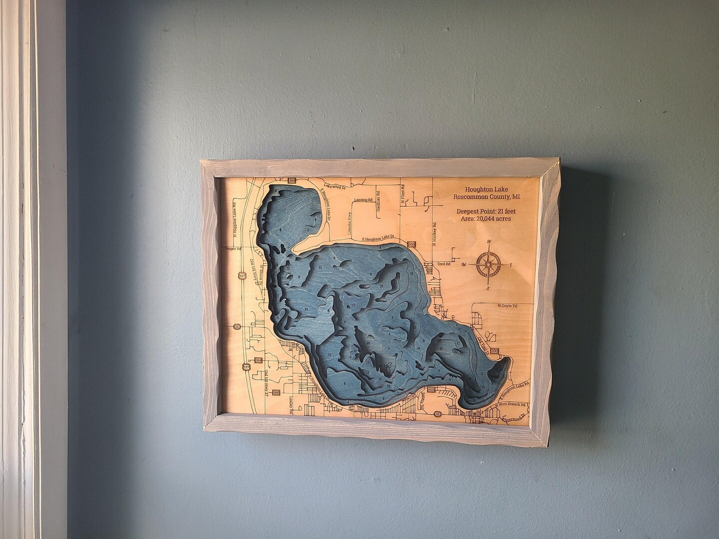 Houghton Lake 3d Wood Map product 4