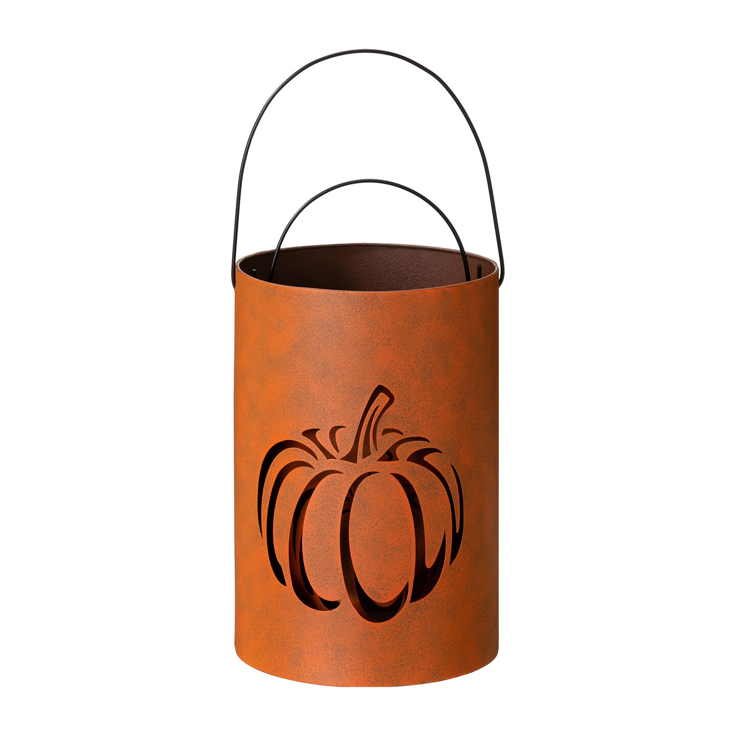 Set of 2 Metal Cutout Pumpkin Bucket