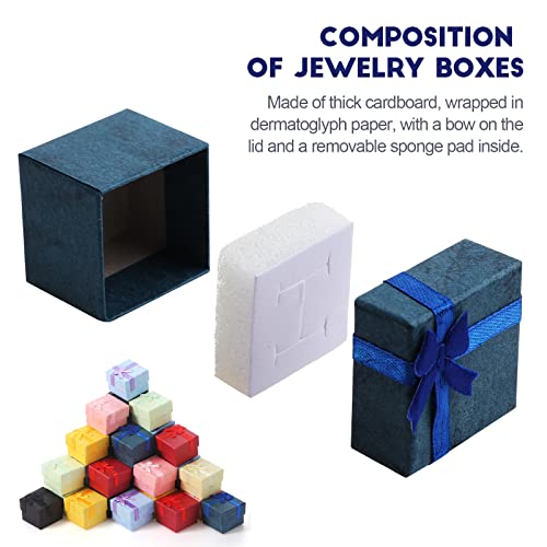 48 Pcs Jewelry Gift Box Set Cardboard Paper Jewelry Boxes with Ribbons Bowknot Assorted Earring Necklaces Ring Boxes Jewelry Packaging Gift Cases for Anniversaries Weddings Birthdays, 8 Colors