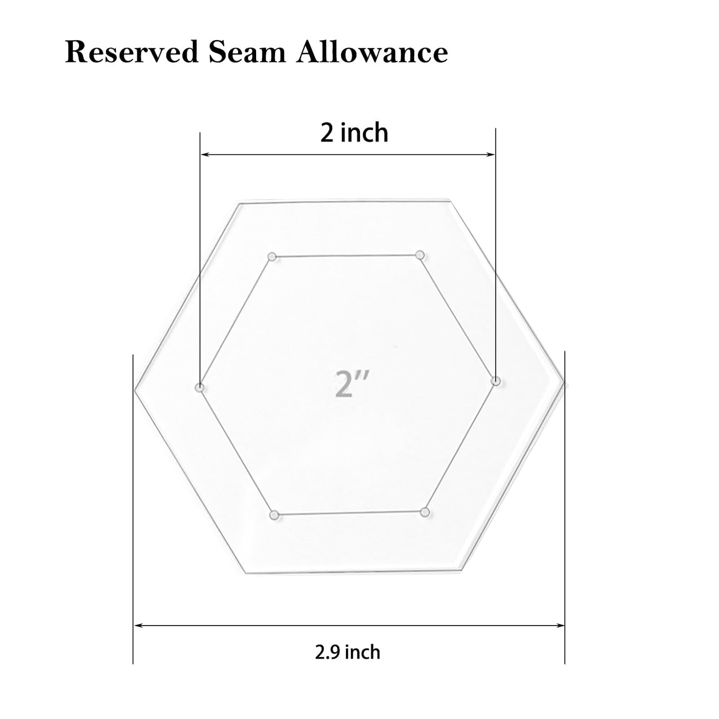 6 Pieces Hexagon Quilting Template with 1/4 Inch Seam Allowance, Hexagon Acrylic Quilting Rulers and Templates for Sewing DIY Manual Crafts Including 1inch, 1.5 Inch, 2 Inch, 3 Inch, 4 Inch, 5 Inch