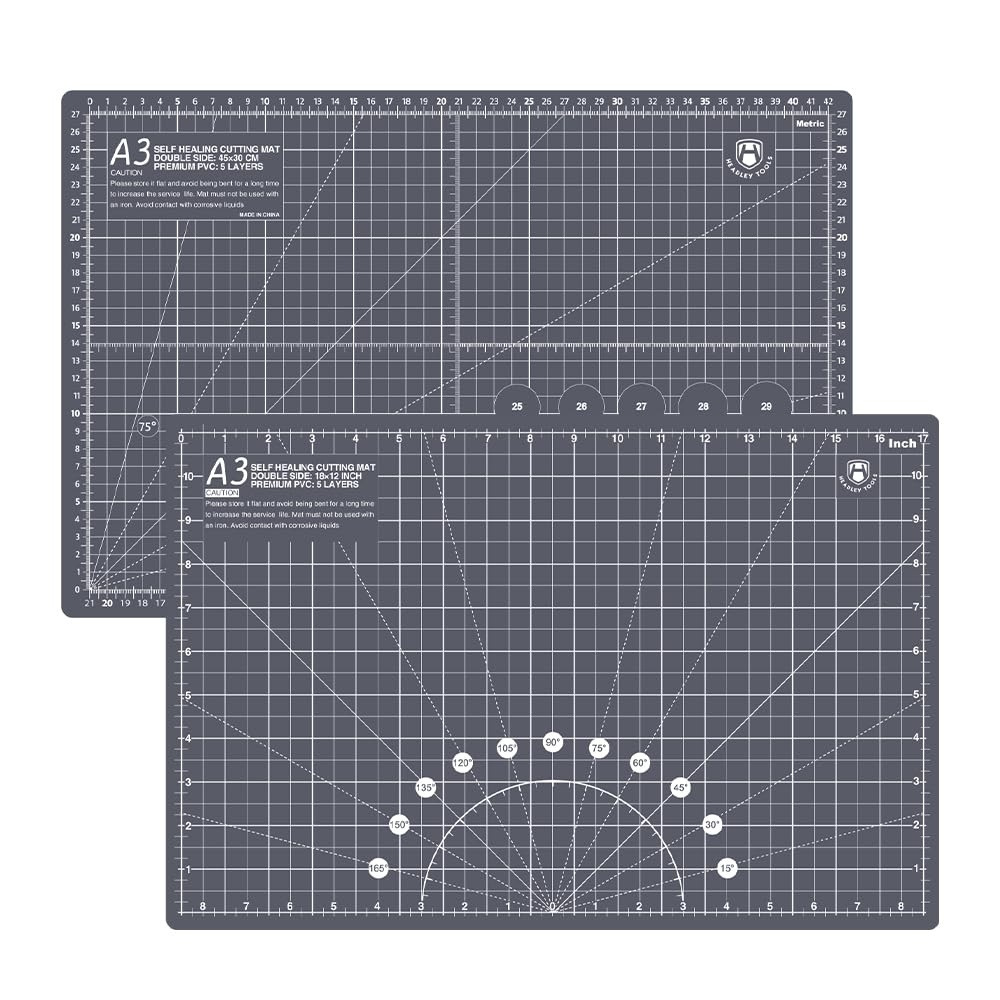 Headley Tools 18 x12 Thickened Self Healing Cutting Mat A3 Rotary Cutting Sewing Mat for Crafts Double Sided 5 Ply Table Cutting Board for Fabric