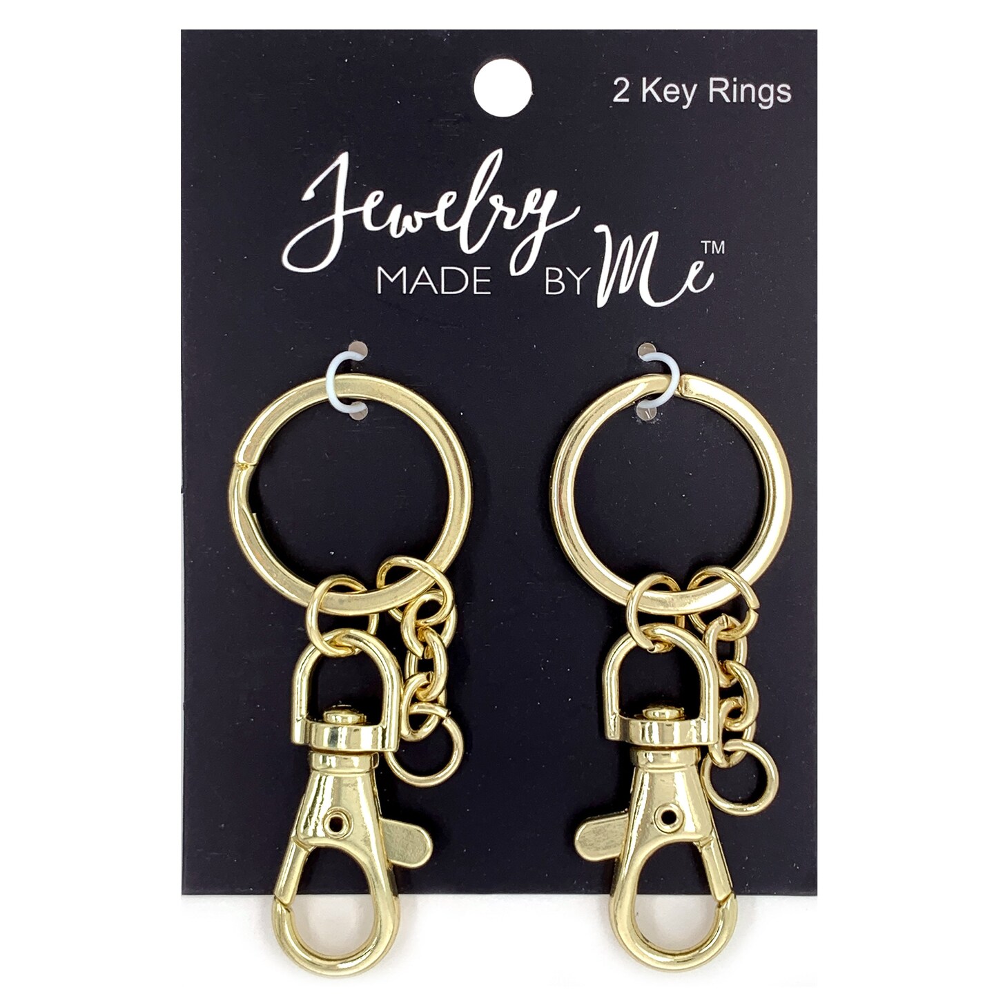 Gold Classic Key Rings with Lobster Clasp 2pc Set