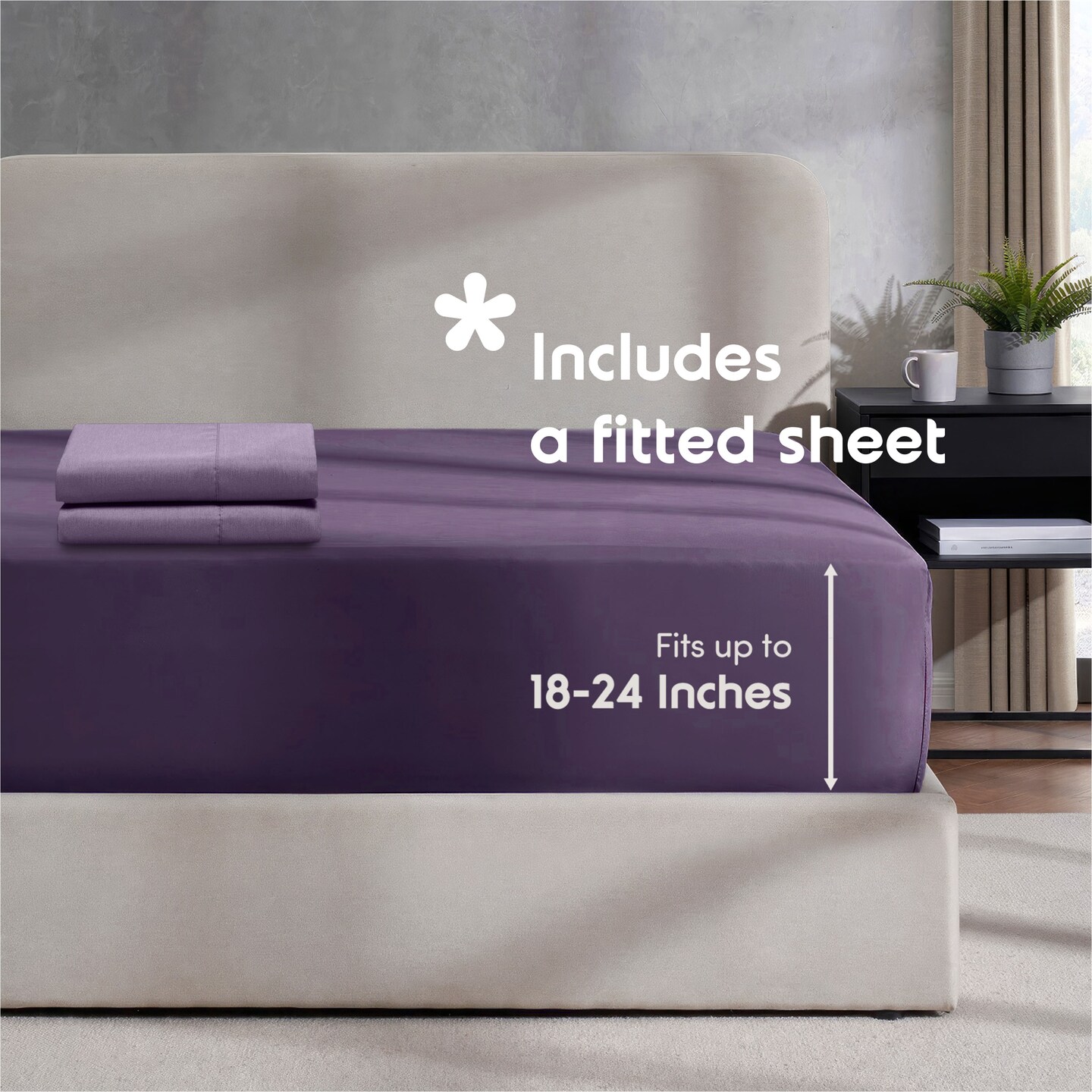 Hearth & Harbor Duvet Cover With Fitted Sheet Soft Double Brushed Bedding Set