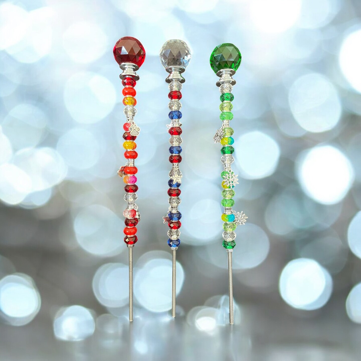 Garden Stake, Fairy Wand, Plant Gem Post, Beaded Garden Jewelry