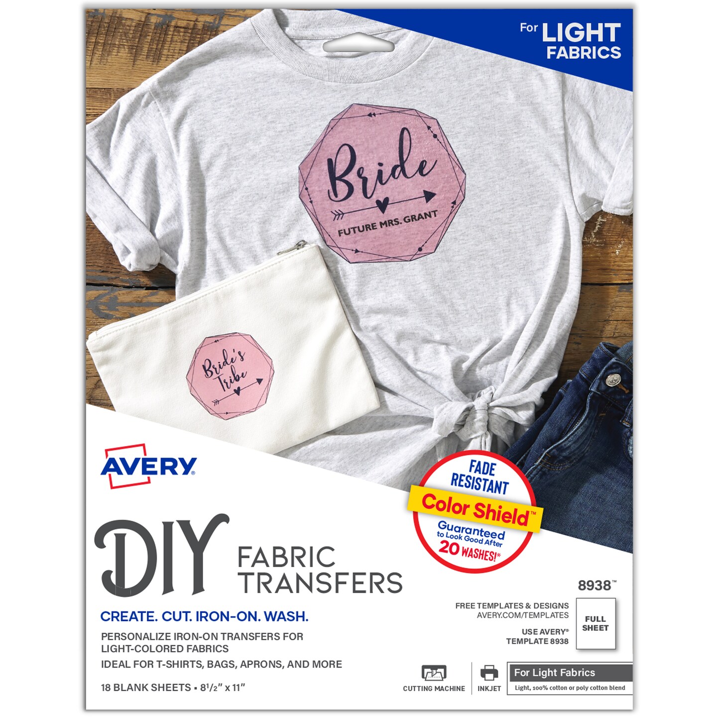 Avery Printable Heat Transfer Paper for Light Fabrics, 8.5