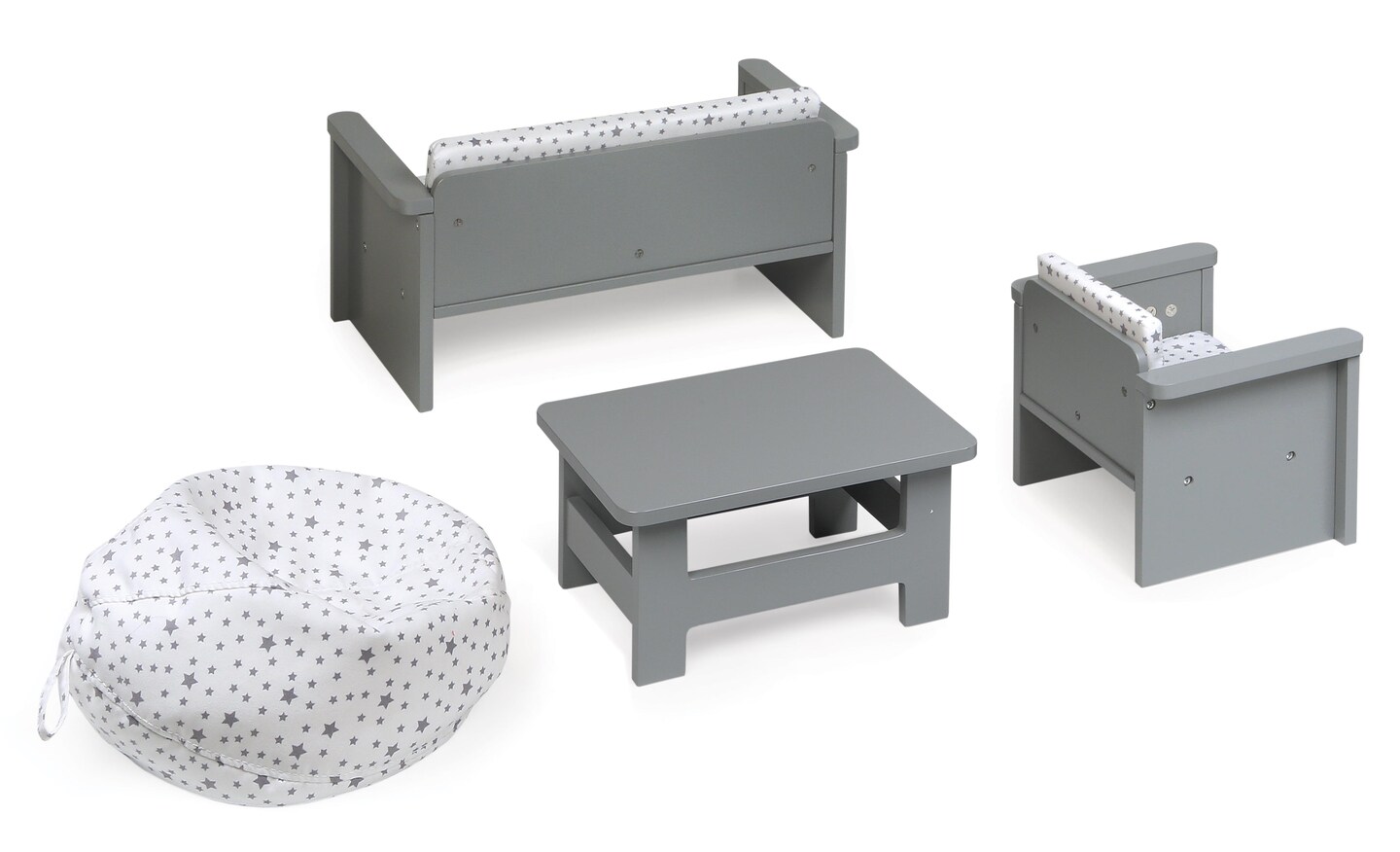 Badger Basket Living Room Furniture Set for 18 inch Dolls - Gray/White