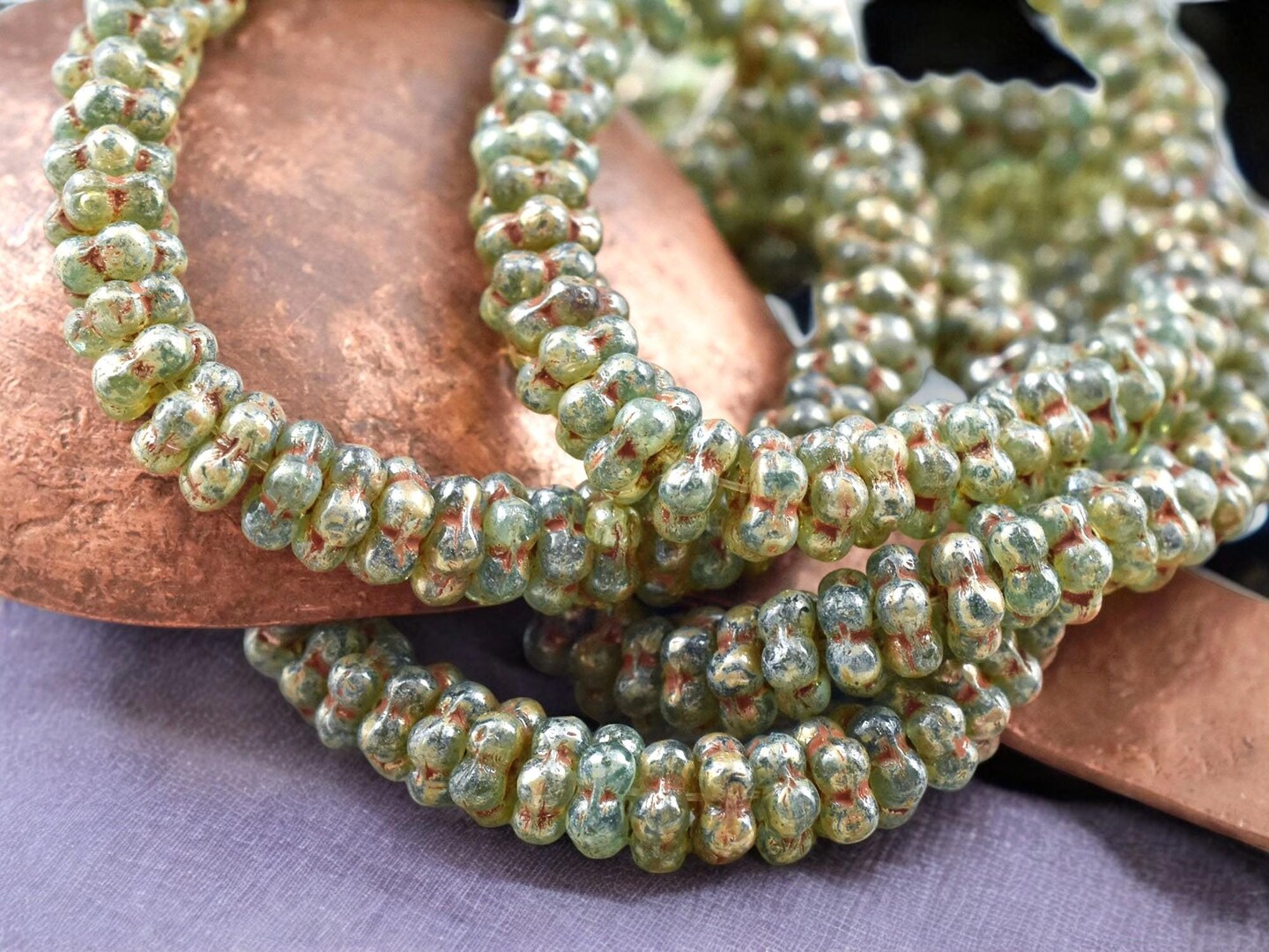 *50* 5mm Green Aqua Picasso Forget Me Not Rondelle Daisy Beads