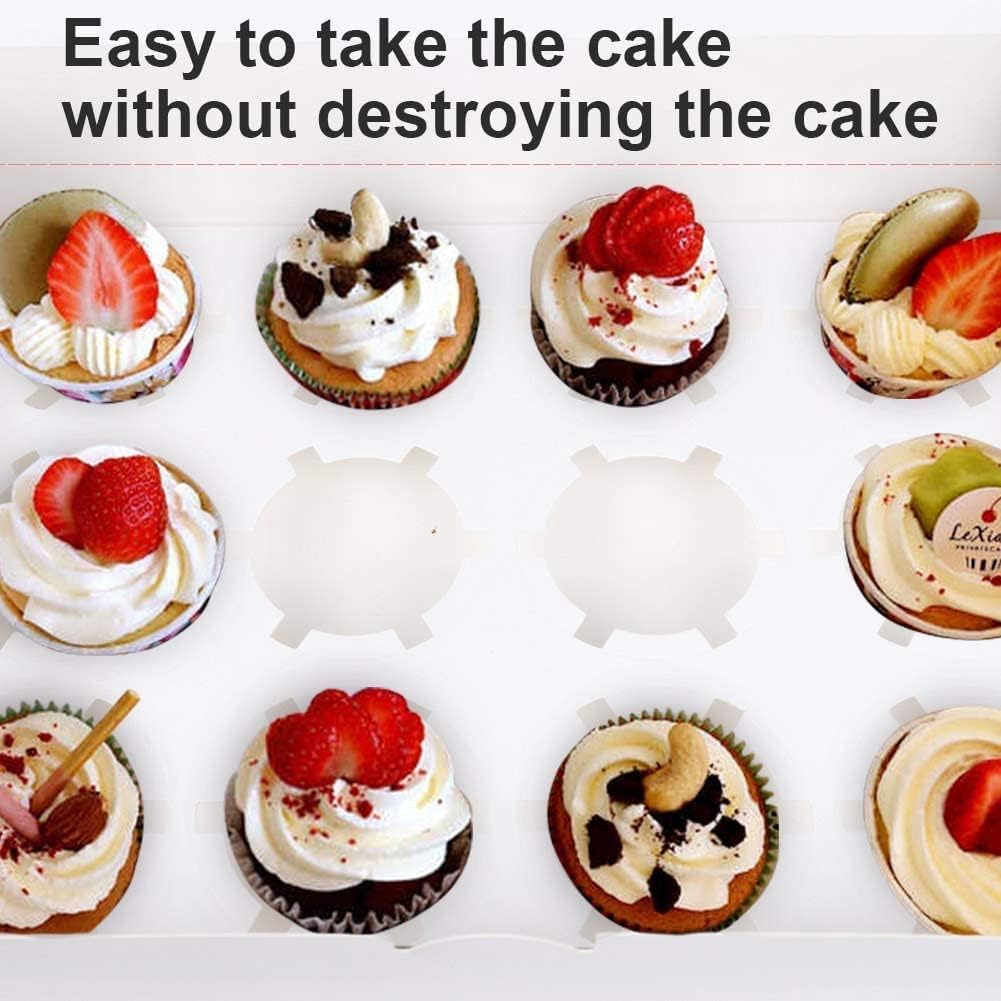 25 Pack Cupcake Boxes Hold 12 Standard Cupcakes, Food Grade Cupcake Holders Bakery Carrier Boxes with Windows and Inserts for Cupcakes, Muffins and Pastries