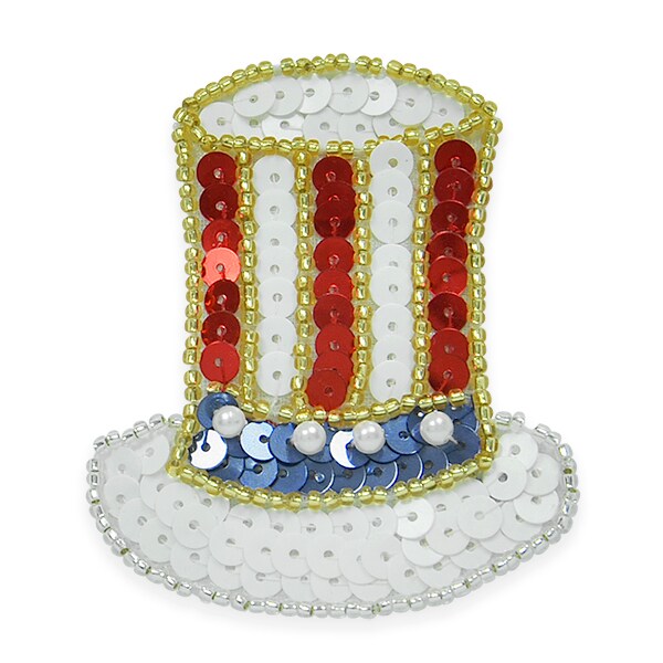 Uncle Sam&#x27;s Top Hat Sequin Applique/Patch