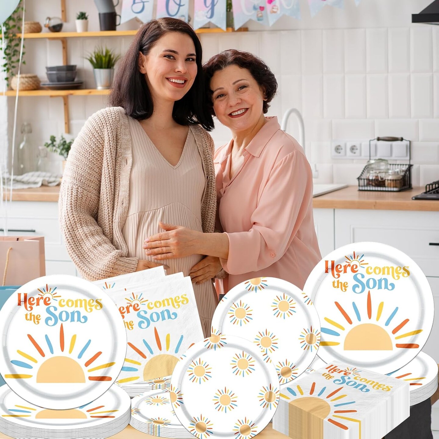 Here Comes The Son Baby Shower Decorations Tableware - 20 Guests (Yellow)