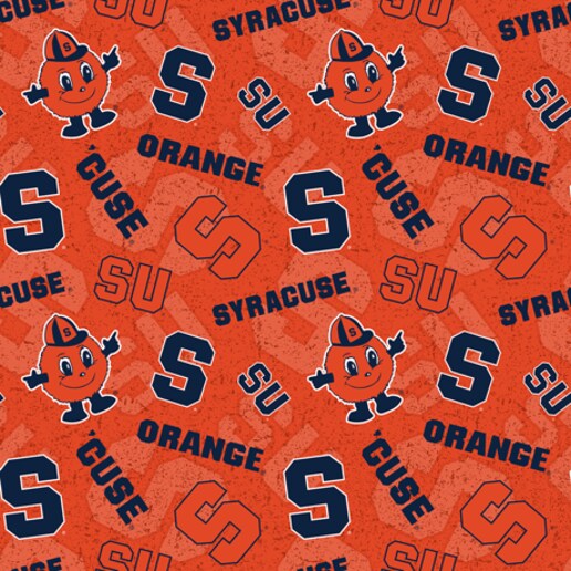 Licensed NCAA Syracuse Tone on Tone SYR-1178 Cotton Fabric by the Yard