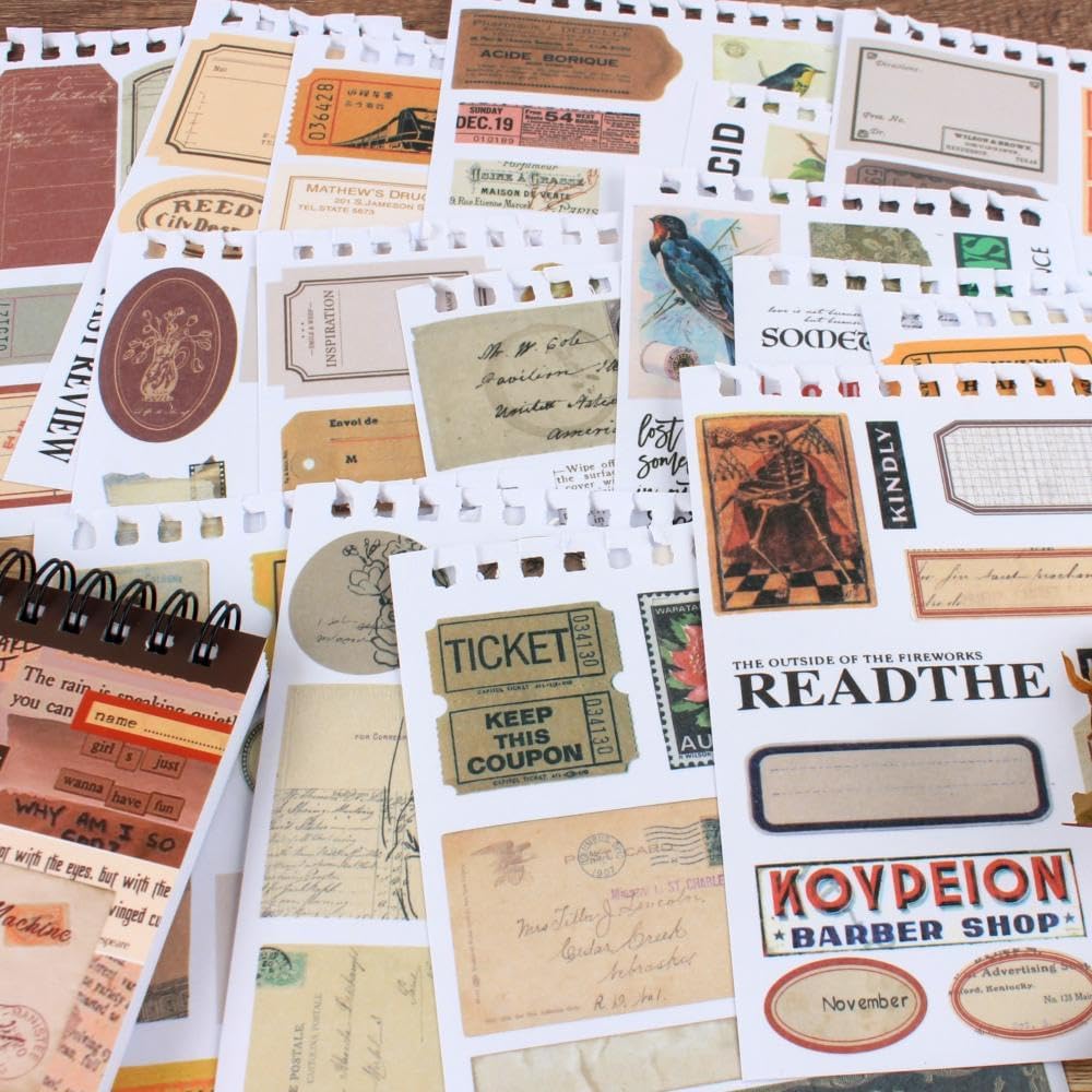 532 PCS Vintage Scrapbook Stickers - Afternoon Garden (50 Sheets) 4.1 x 5.7 x 0.2 inches