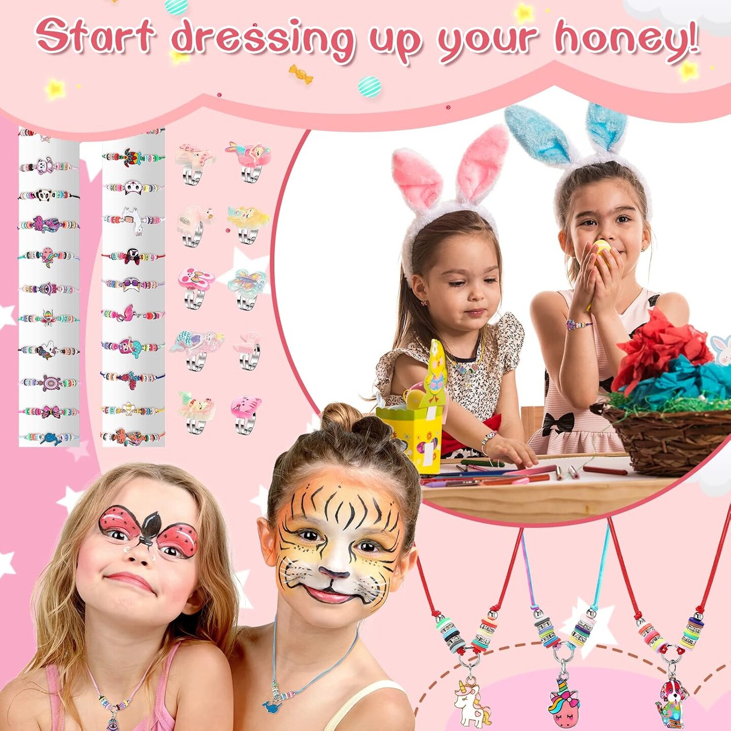 72 Pcs Little Girls Jewelry Sets Dresses up Jewelry for Kids[Multiple]