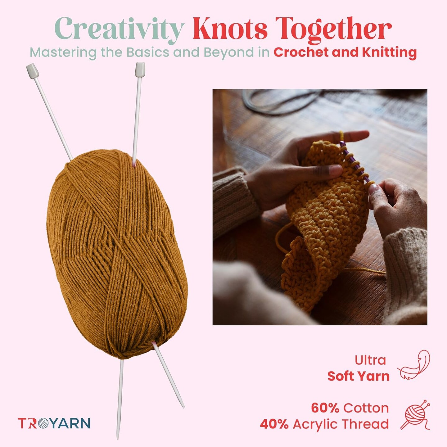 60% Cotton 40% Acrylic Crochet Yarn