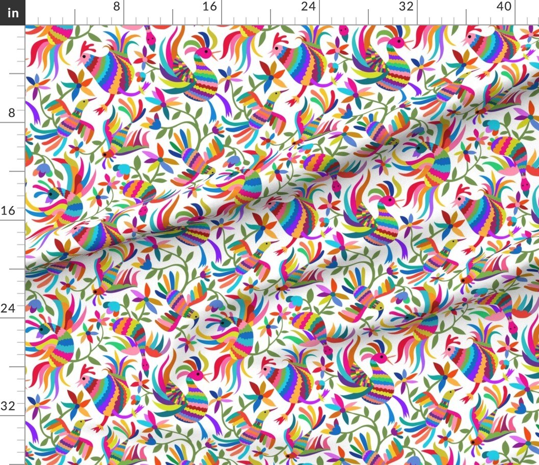 Otomi Pinata Mexican Folk Art Chicken Birds Fiesta Animals By Air Custom Printed Fabric by Spoonflower Various Fabrics by the Yard or Fat Quarter