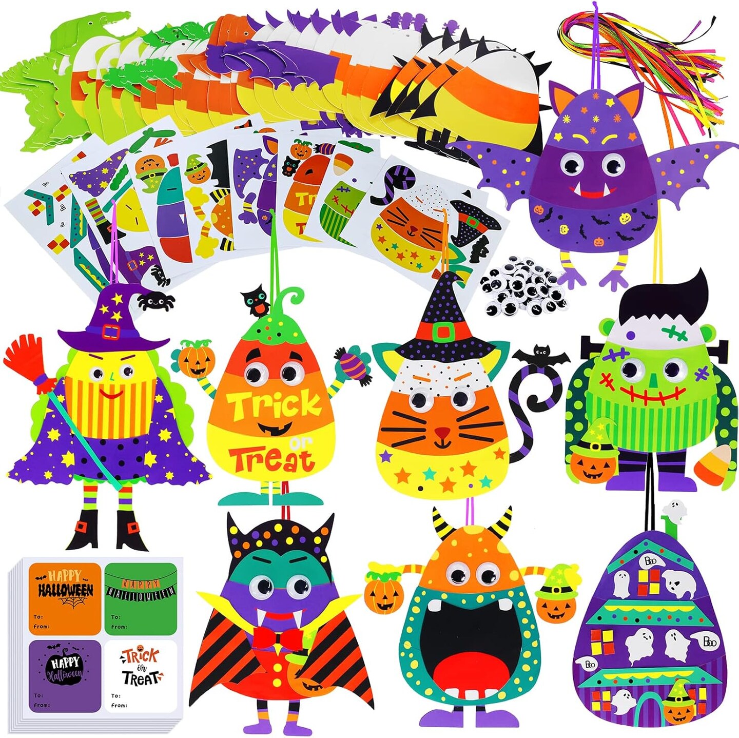 32 Sets Halloween Crafts Kits DIY Halloween Ornaments Decorations Art Sets