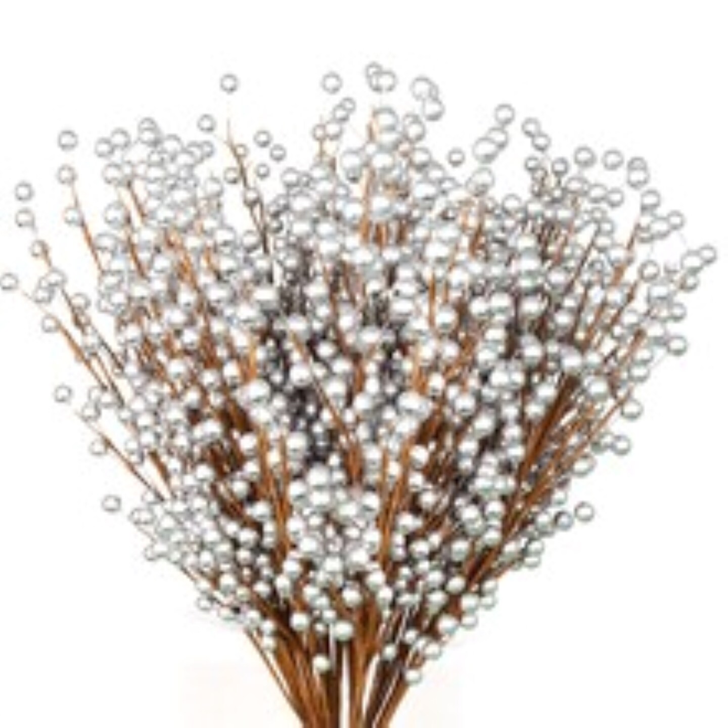 Set of 48 Silver Holly Berry Stem Picks - 19&#x22;