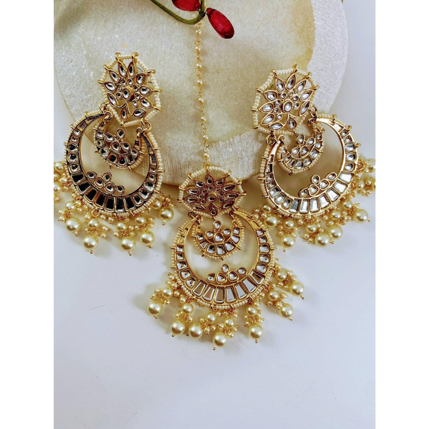 Kundan Chandbalis Set, Indian Jewelry, Pakistani Jewelry Set, Mang Tikka Earing Set, Chandbalis Earrings, Chandbalis, Punjabi Jewelry