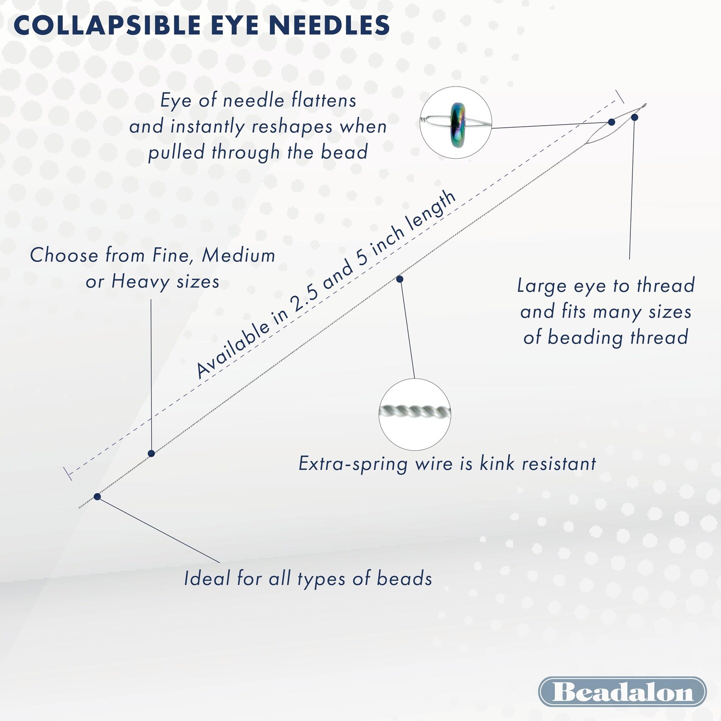 Artistic Wire Beadalon Collapsible Eye Needles Assorted 5-Inch 3 Pieces