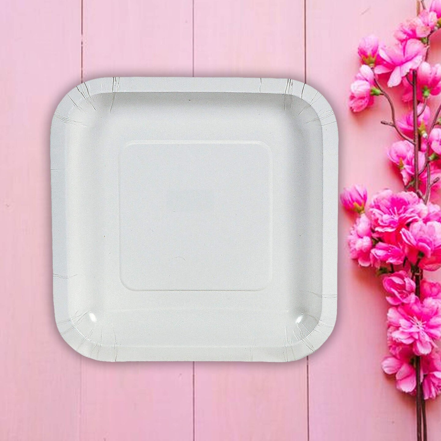 24 Count White Square Paper Dessert Plates for Wedding Party 7"