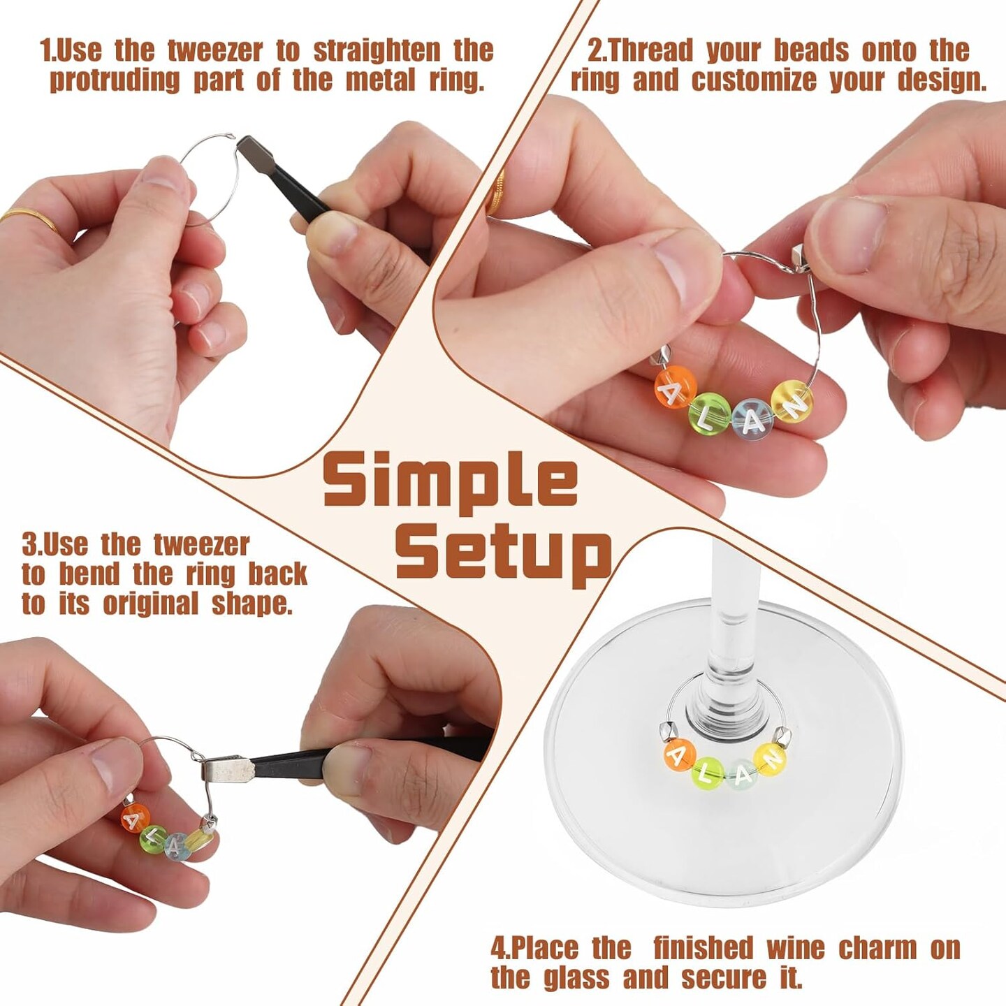 50 Set DIY Wine Glass Charms