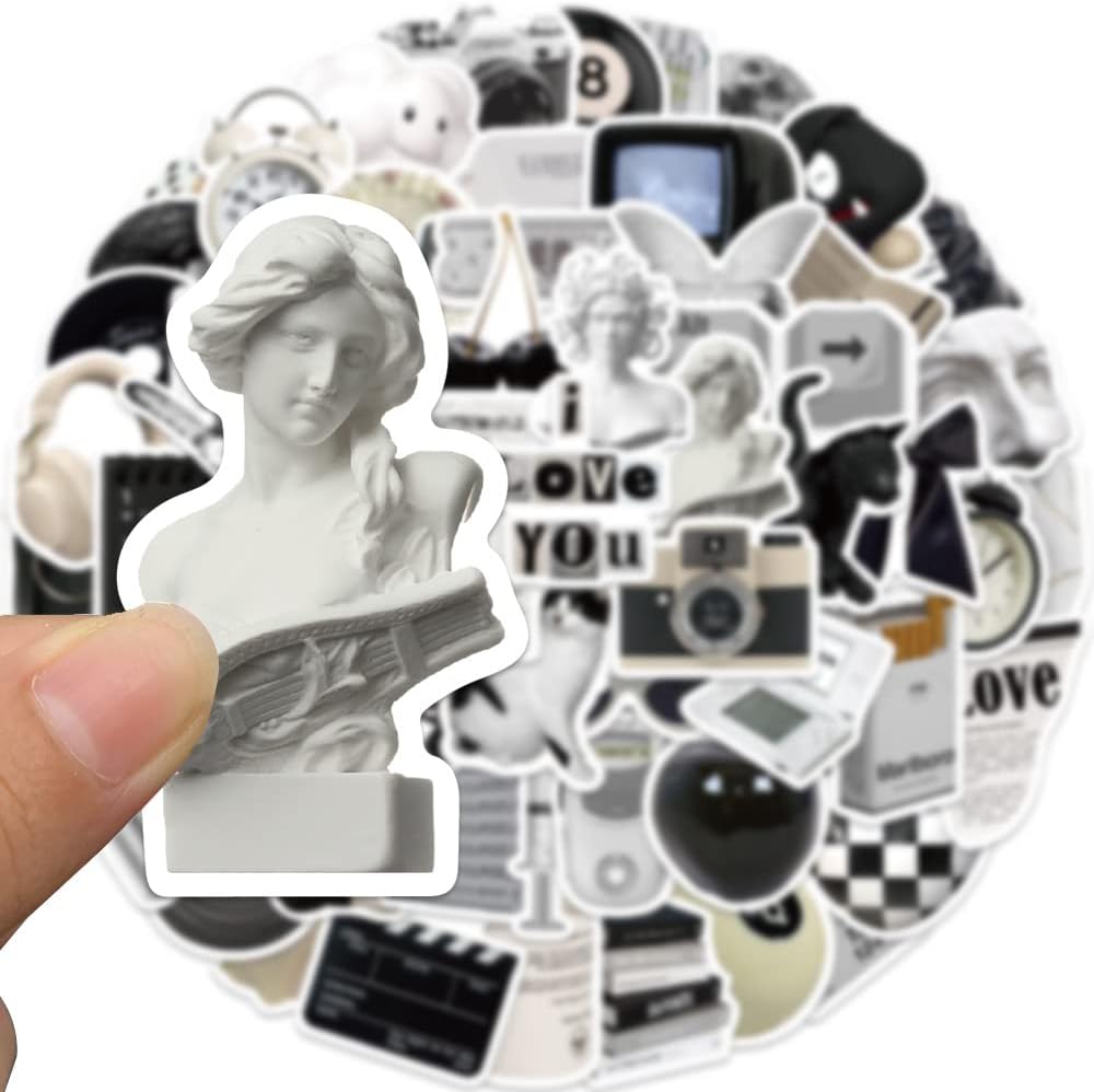 Vintage Black and White Aesthetic Stickers for Scrapbook