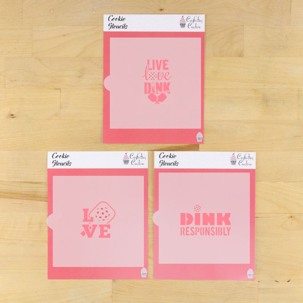 Pickleball Message Cookie Stencil Set | Sports Cookie Stencil | DIY Stencil | Craft Stencil | Confection Couture |