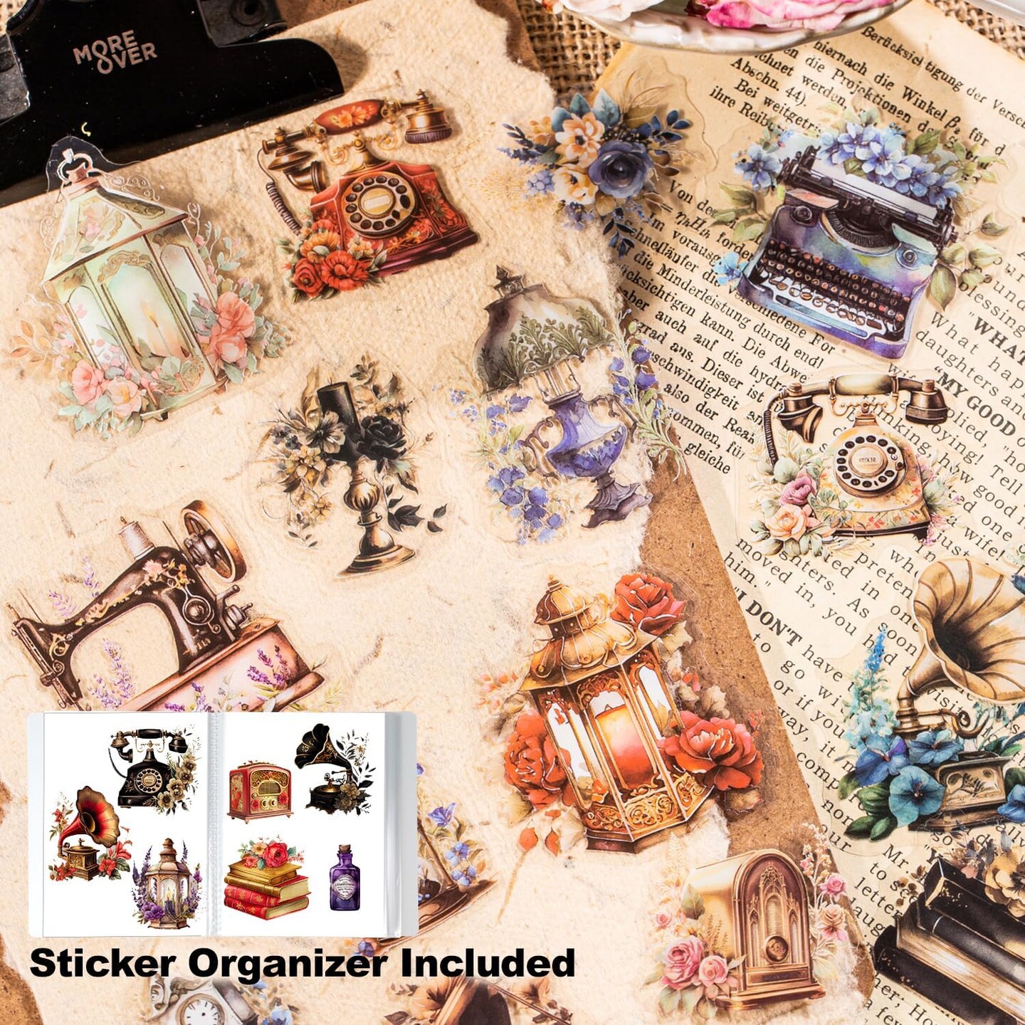 240Pcs Scrapbook Stickers Vintage Floral Designs(Old Object Floral Fragrance)