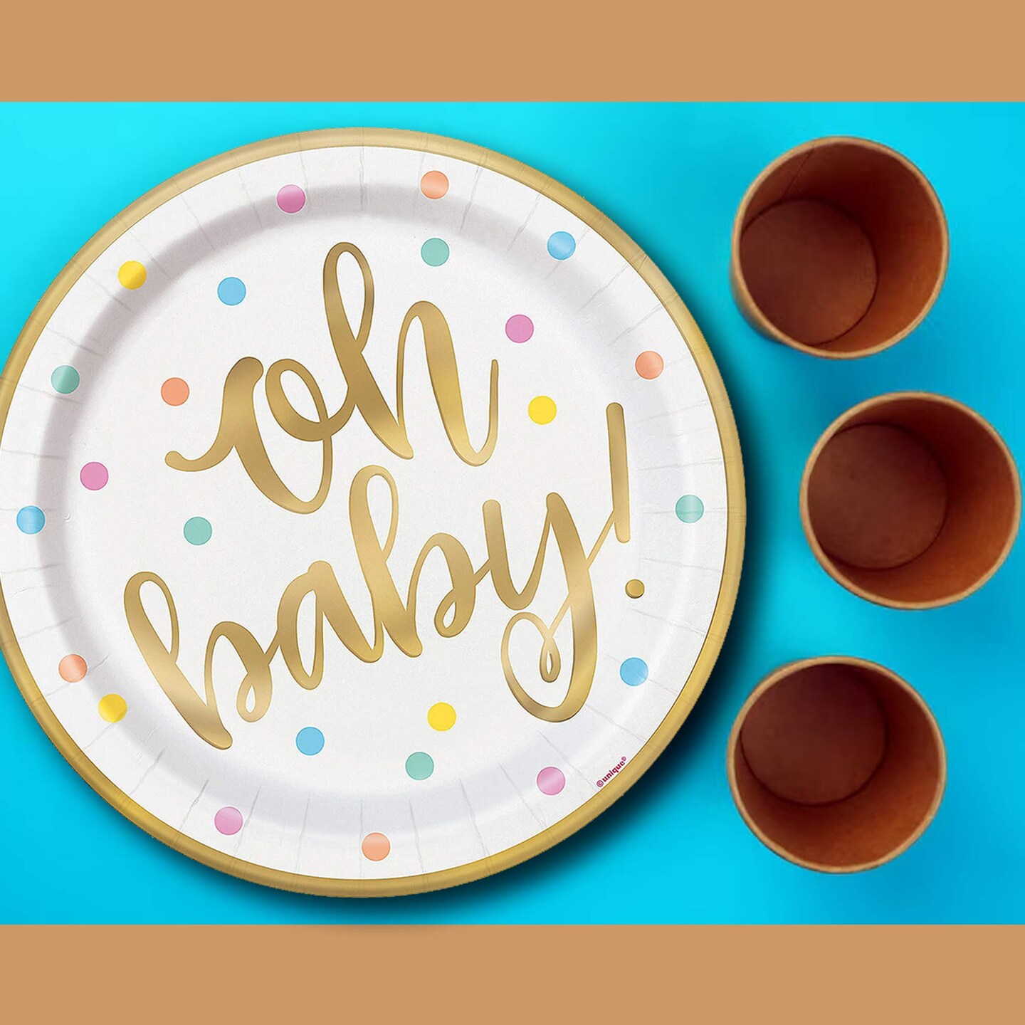 8 Ct. Oh Baby Pastel Polka Dot Paper Dinner Plates 9" Durable Baby Shower Tableware