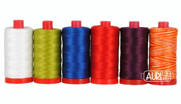 Aurifil Fab Sashiko Essentials Thread Set by Shannon and Jason | (6 50wt Cotton Large Spools.)