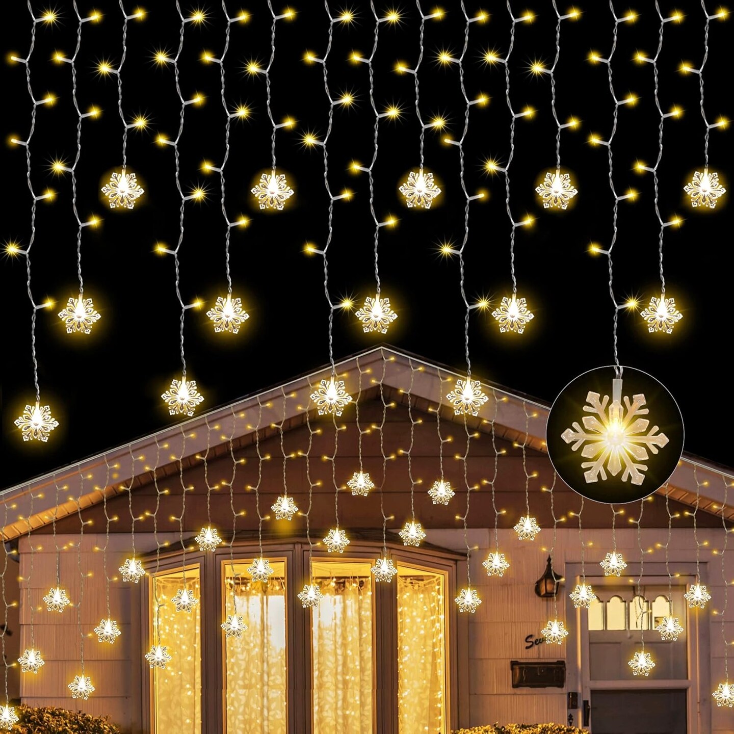 150 LED Icicle Lights with Snowflake