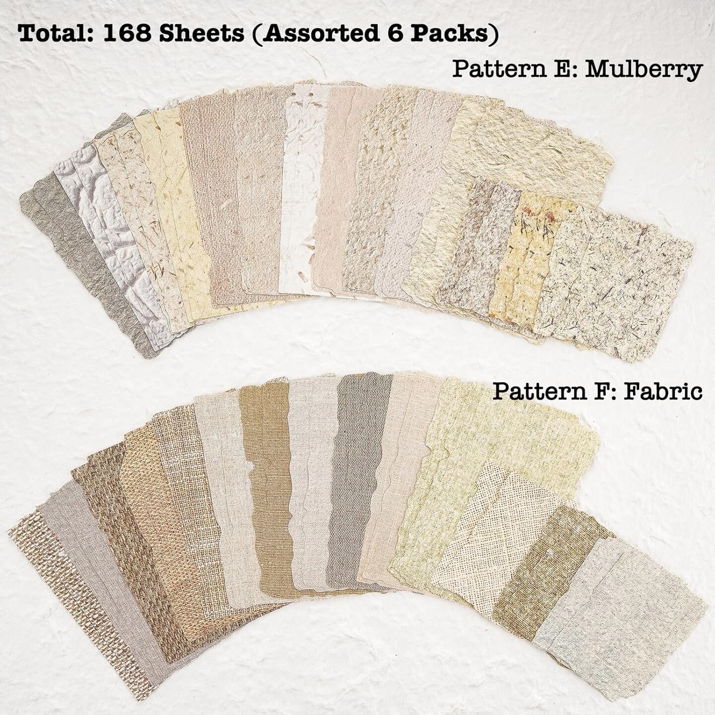 168 Sheets Scrapbook Paper and Embossed Textured Paper,6 Pack Mixed, 2.4x3.2, 3.4x4.9 Inch