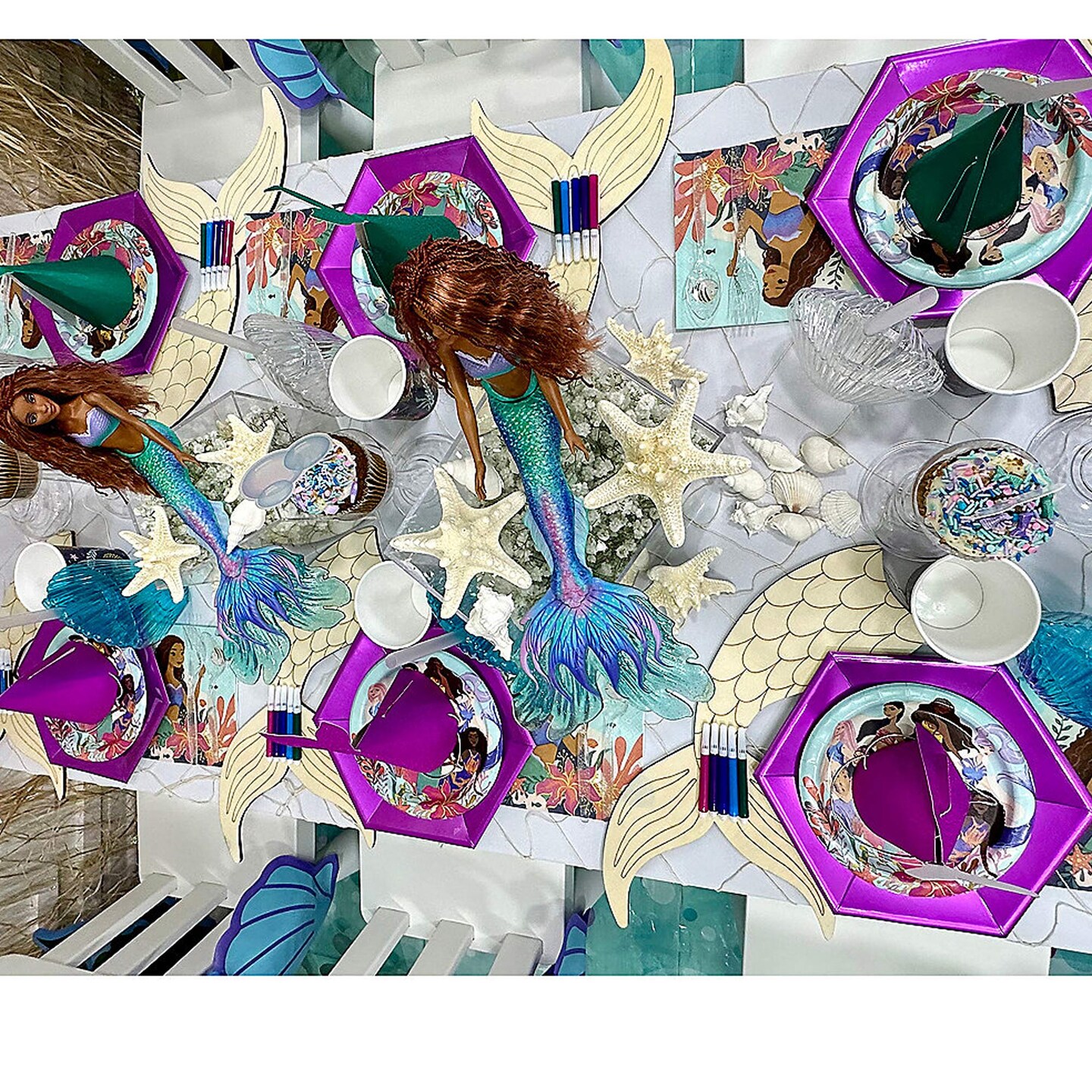 8 Count Mermaid Party Paper Dinner Plates 9" Ariel & Sea Friends Theme for Birthday Celebrations