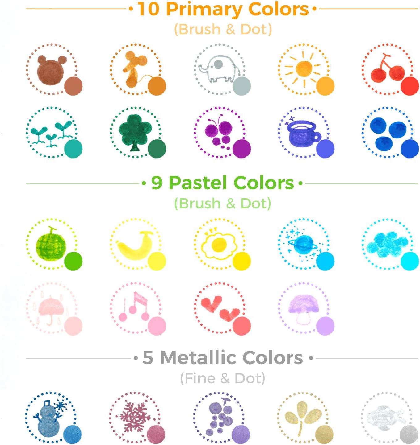 Journal Pens 24 Colors Dot Markers Dual Tips