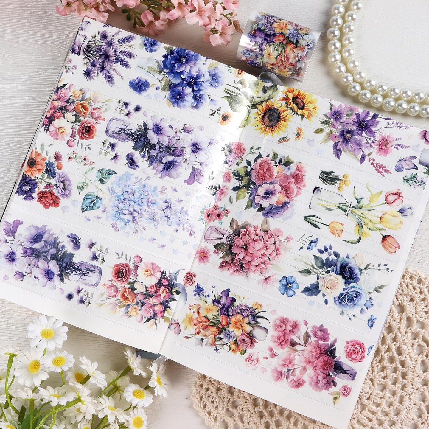 Aesthetic Washi Tapes - Flower Decorative Tapes