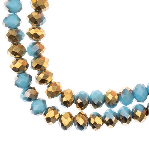 Crystal Lane DIY 2-Strand 7in Opaque Iris Finish Glass Rondelle Donut Bead Strands