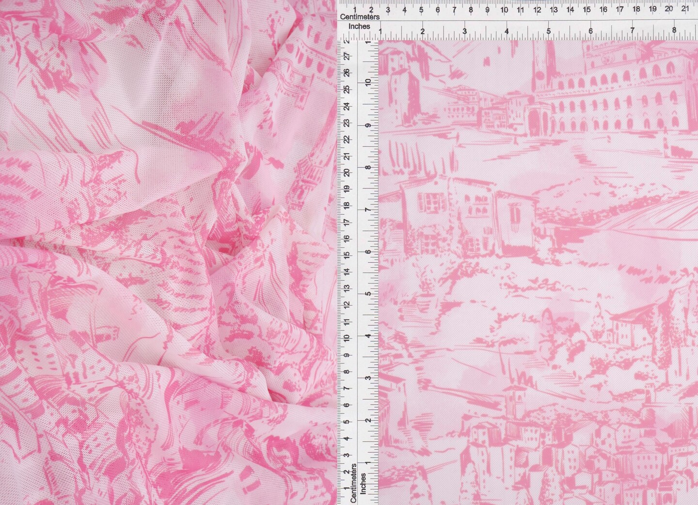 1 Yard Digital Toile Mesh Knit Fabric, 56/58&#x2033; Wide Polyester Spandex Blend