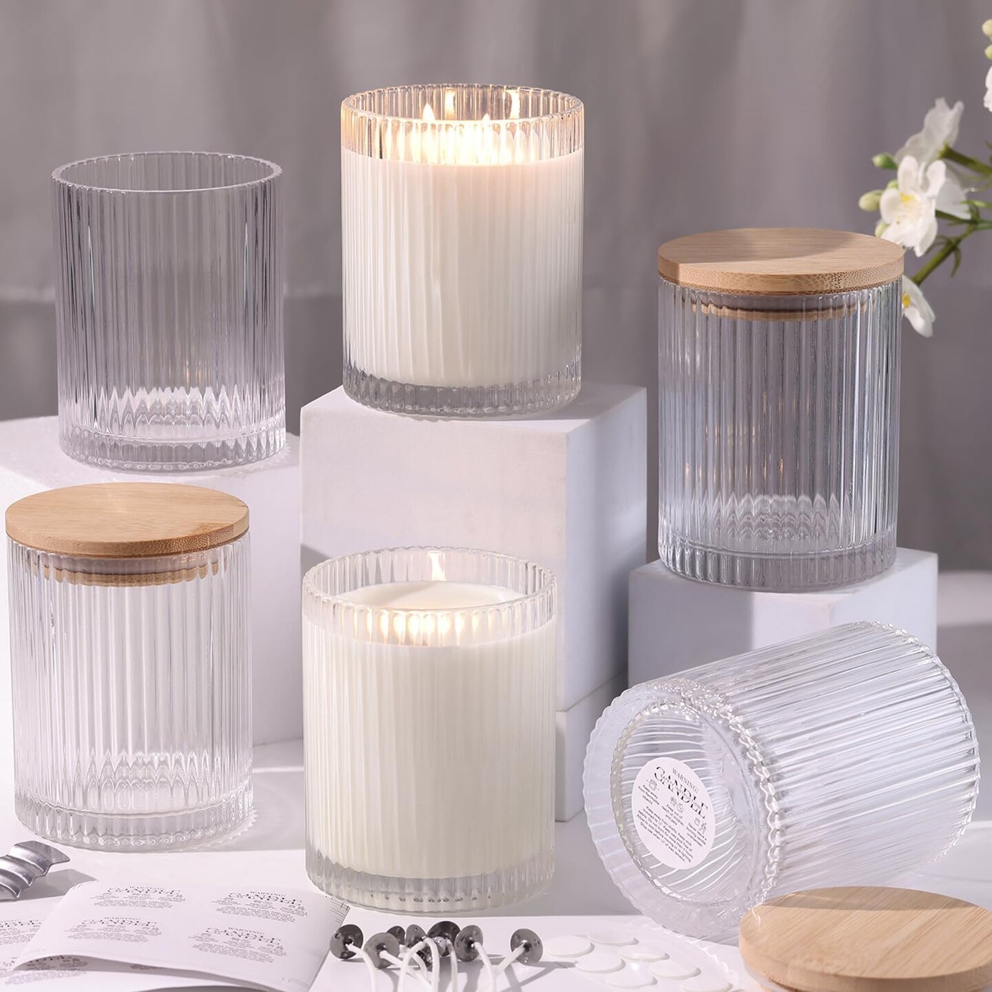 14OZ Clear Glass Candle Jars for Making Candles (Clear) 3.3"W x 4.1"H