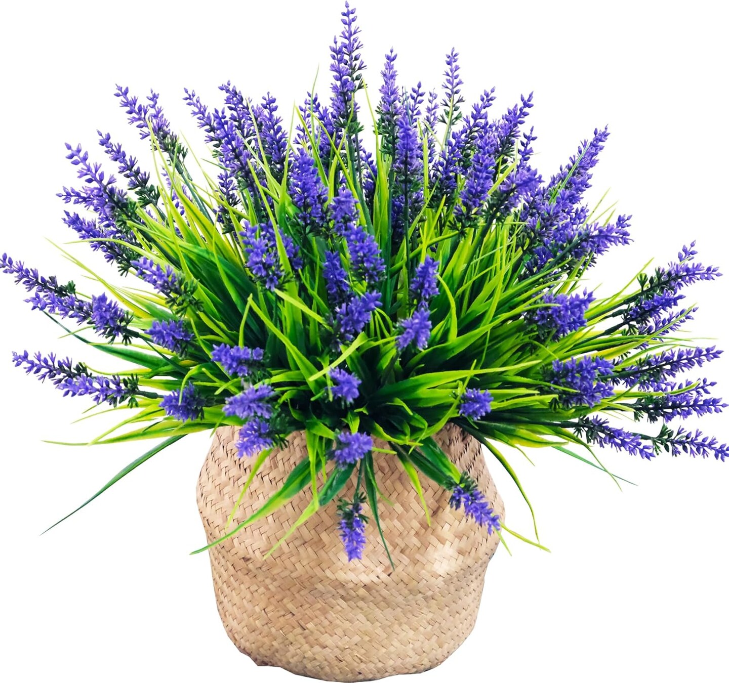 22 Pcs Artificial Outdoor Flowers UV Resistant Lavender Fake Greenery Plants Grass (22, Purple)