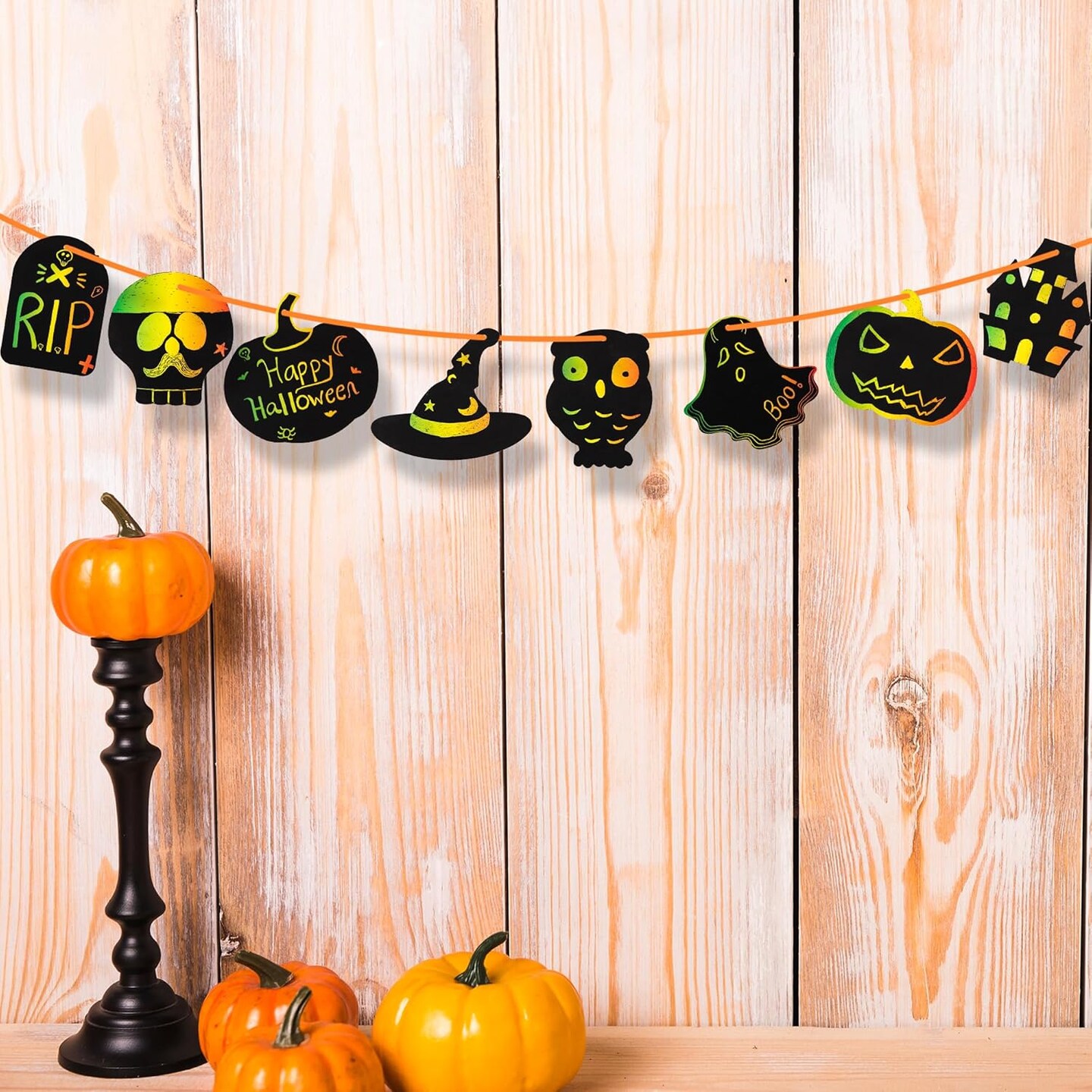 Halloween Crafts (Bulk) - Scratch Art for Kids, 60 Sets with 60 Designs, 60 Sticks