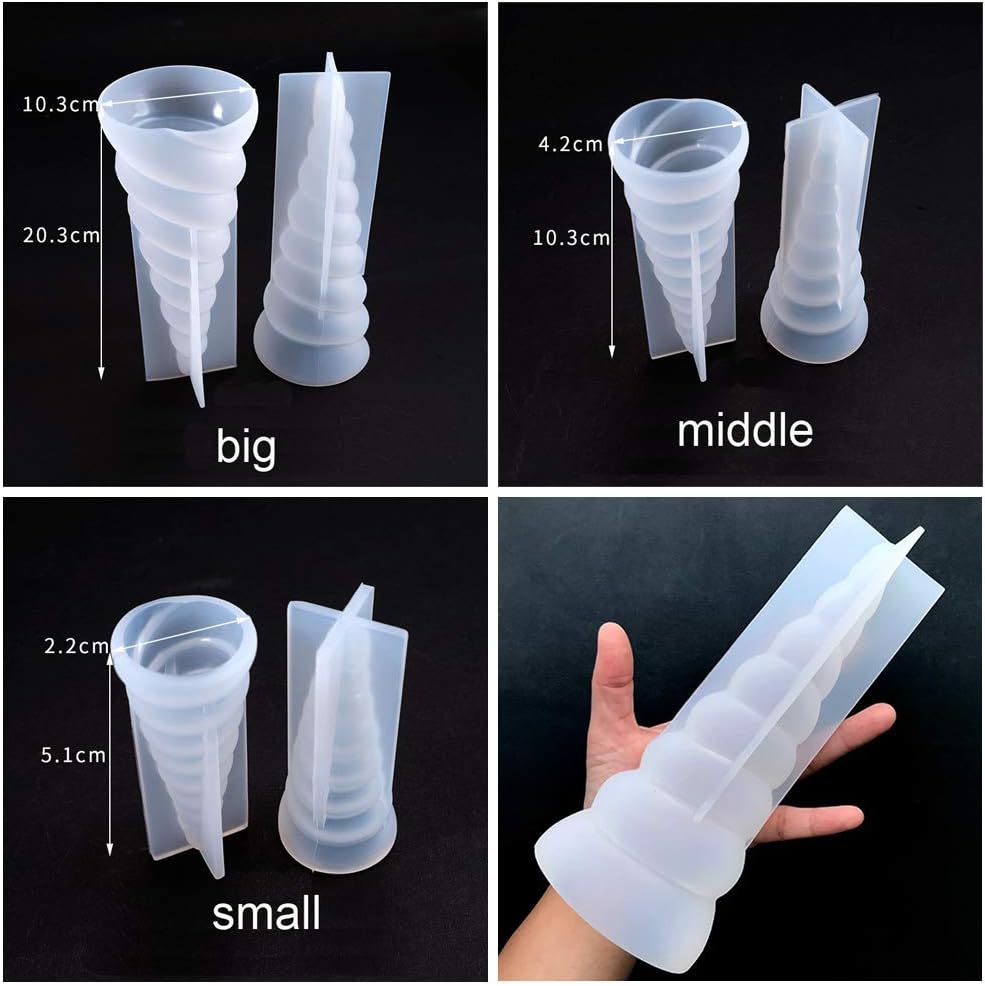 3Pcs/Set 3D Unicorn Horn Silicone Resin Mold(White)