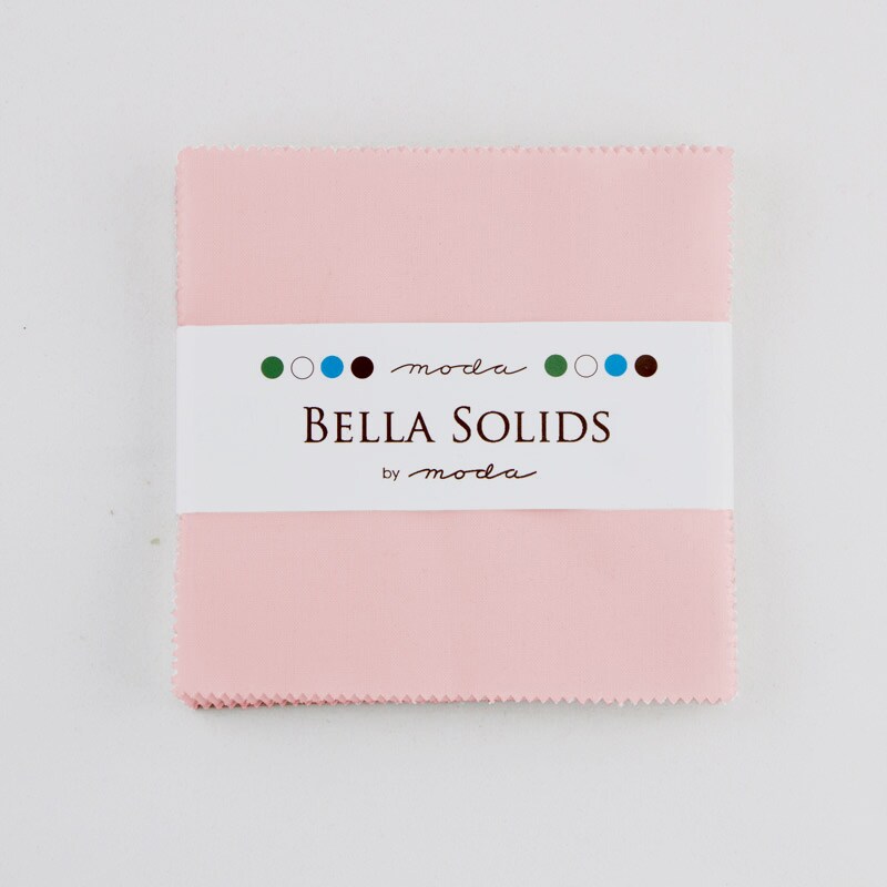 Bella Solids 5" Square Pack (Charm Pack) in Sisters Pink by Moda for Moda (9900PP 145)