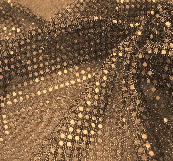1 Yard Black Gold Confetti Dot Sequin Fabric Shiny Knit 42/43&#x22; Wide