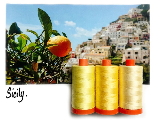Aurifil Sicily Yellow Color Builder Thread Set by Aurifil | (3 50wt Cotton Large Spools.)