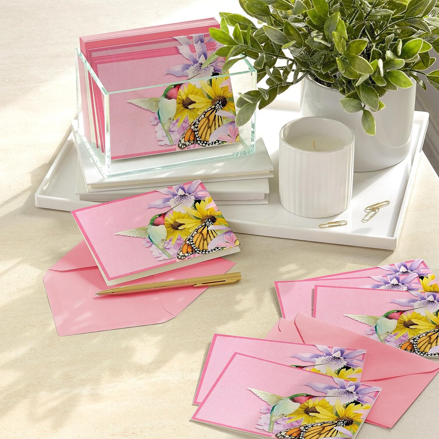 Bastin Floral Notecards (20 Blank Cards with Envelopes)