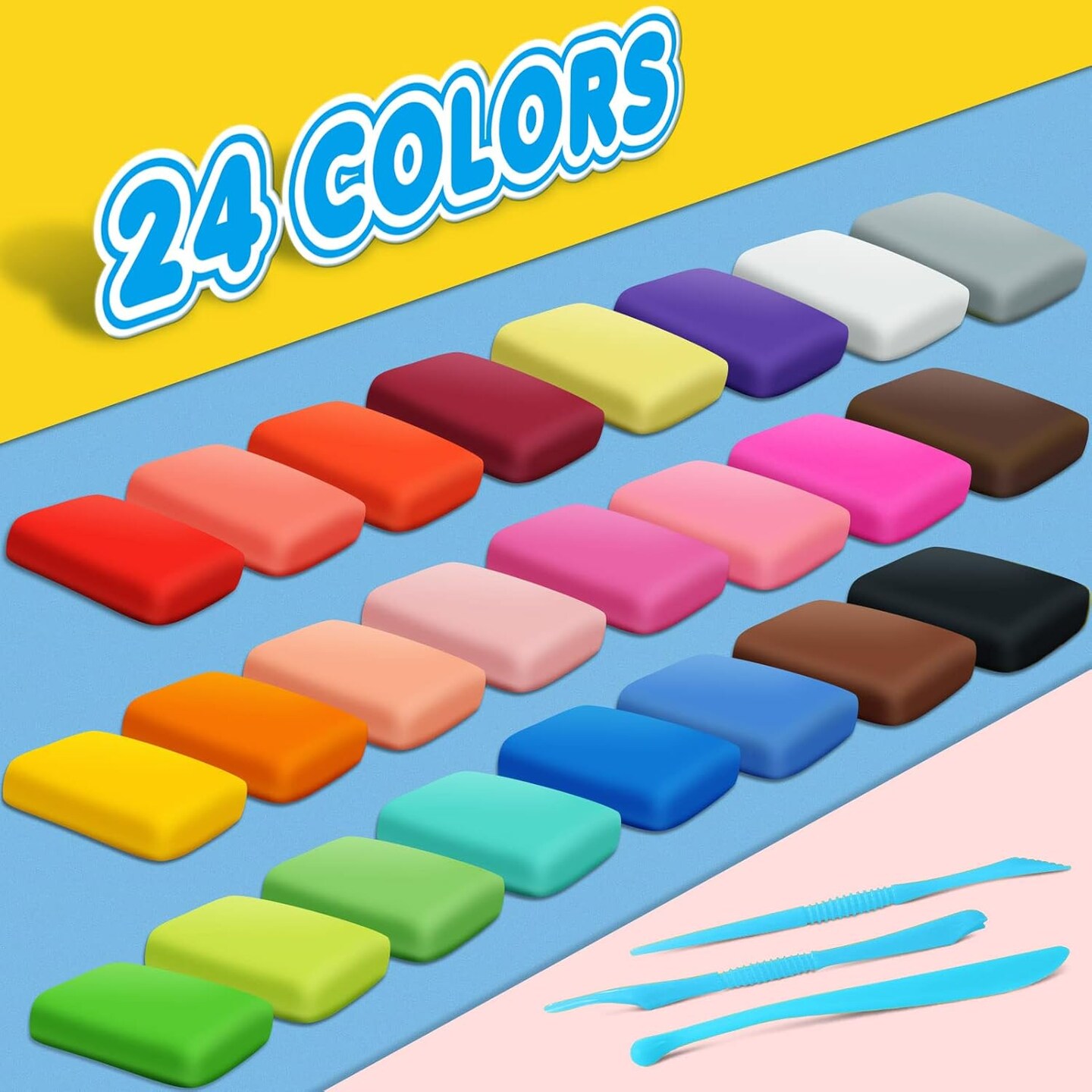 Magic Clay - Air Dry Clay 24 Colors, Modeling Clay for Kids-Age 3 4 5 6 7 8+