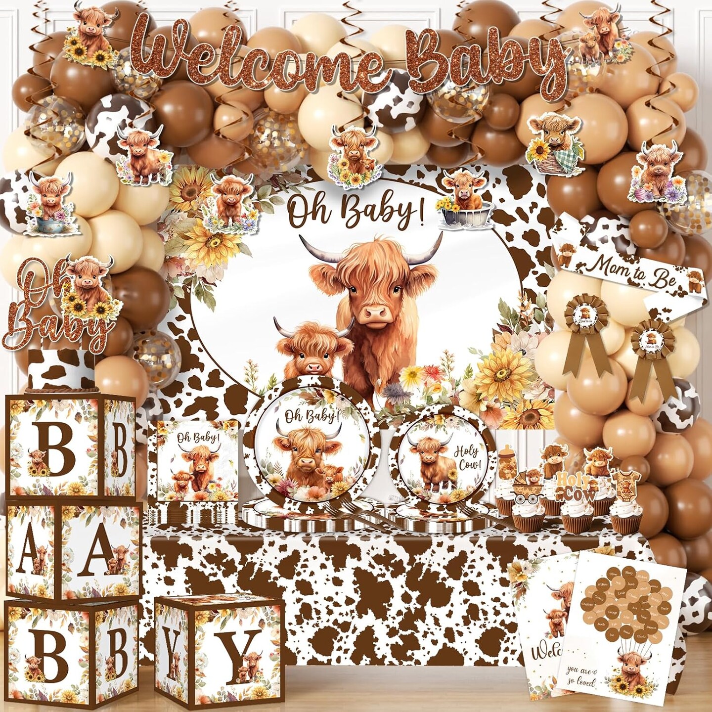 Highland Cow Baby Shower Decorations