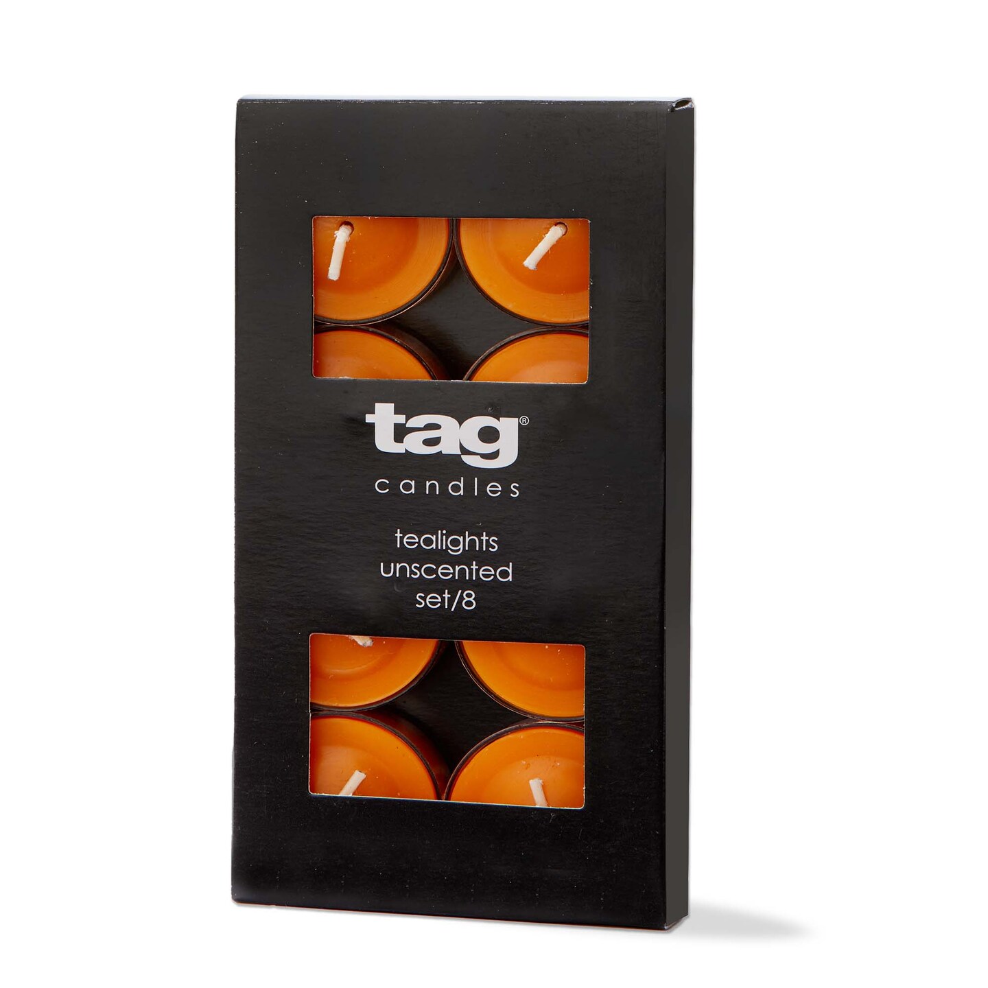 Color Studio Tealight Candles Set of 8 - Orange Paraffin Wax Tea Lights with 3 Hour Burn Time - Perfect for Everyday Use
